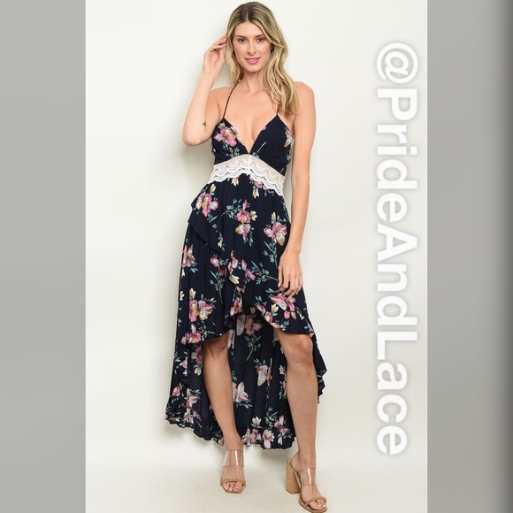 Pride&Lace Dresses & Skirts - 💐 NAVY FLORAL HIGH-LOW DRESS 💐